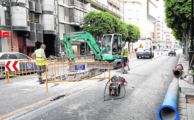 Obras en la calle Colón. 