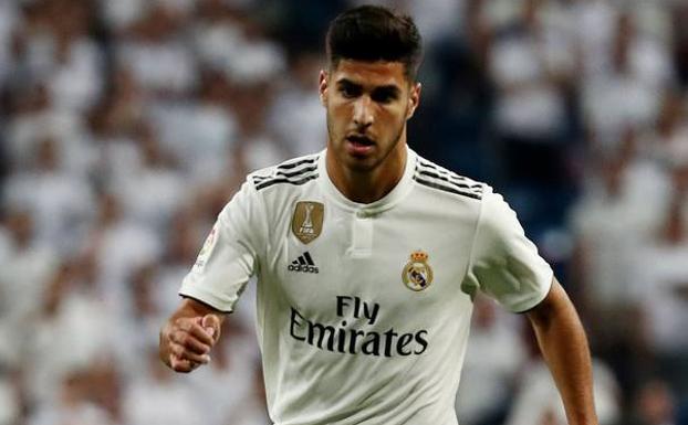 Marco Asensio, en un partido con el Real Madrid. 