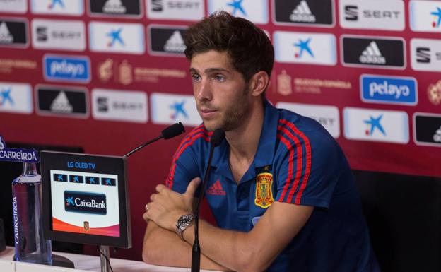 Sergi Roberto, en rueda de prensa. 