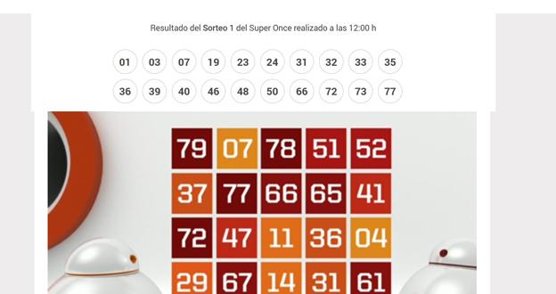 Sorteos del SuperONCE de hoy, lunes 24 de septiembre. Arriba, el matutino y abajo, el de la noche.