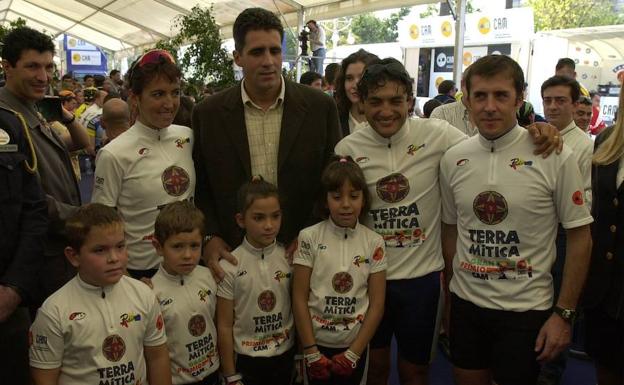 Indurain y Chiapucci, en una visita a Valencia hace unos años. 