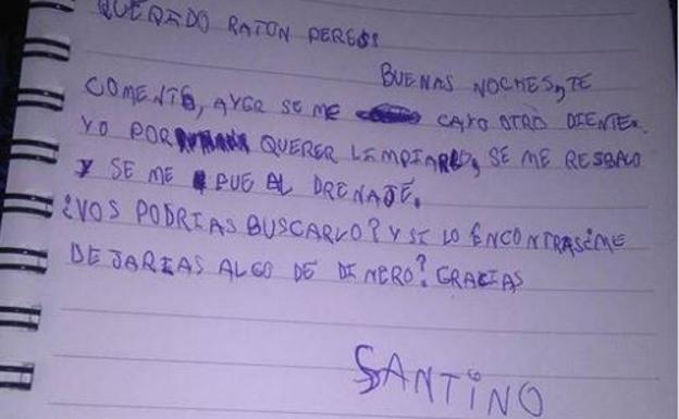 Ratoncito Pérez: un niño escribie una emotiva carga