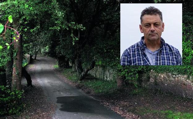 Un recodo del camino. Este es el lugar en el que apareció muerto el concejal, en La Pesa de Pría (Llanes). Arriba, imagen de Javier Ardines.