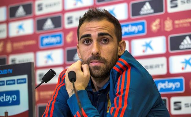 Paco Alcácer, en rueda de prensa. 