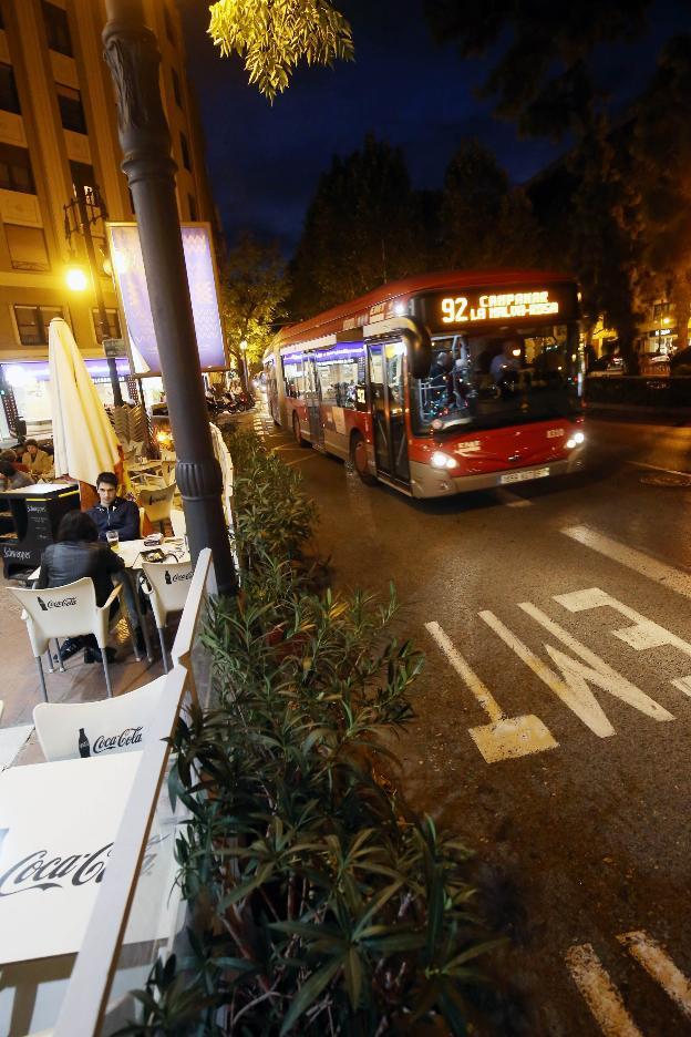 Zona donde se prohibe aparcar en Marqués del Turia 