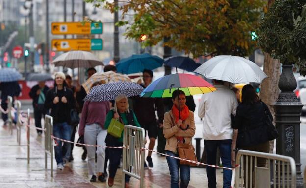 Lluvia en la ciudad de Valencia.