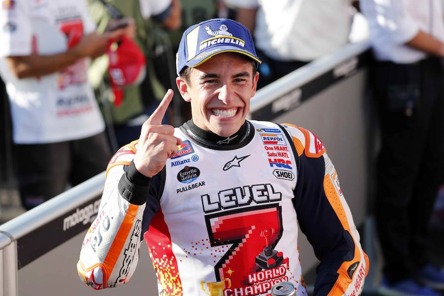 Marc Márquez ha logrado su quinto título de MotoGP en el circuito de Motegi, tras conseguir la victoria en el Gp de Japón. 