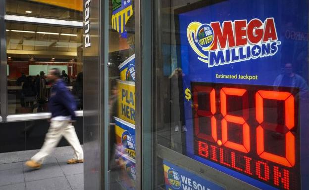 Cartel anunciador del premio del Mega Millions.