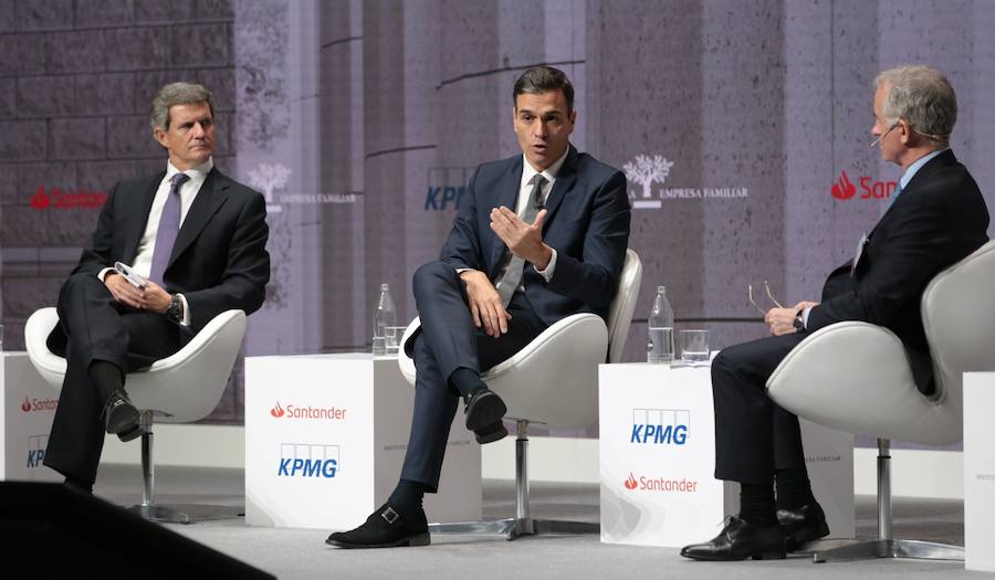 El presidente del gobierno Pedro Sanchez durante la clausura del XXI Congreso de Empresa Familiar. 