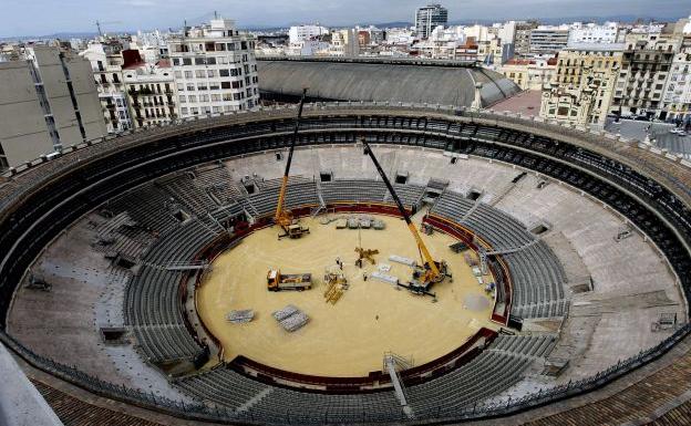 Vista aérea de la plaza de Toros de Valencia.