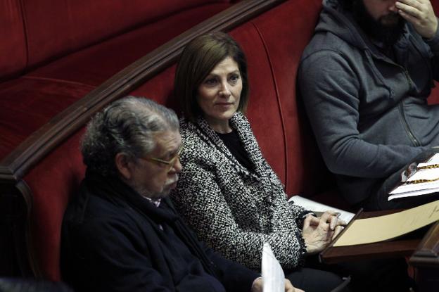 Maite Girau, durante un pleno del Ayuntamiento. 