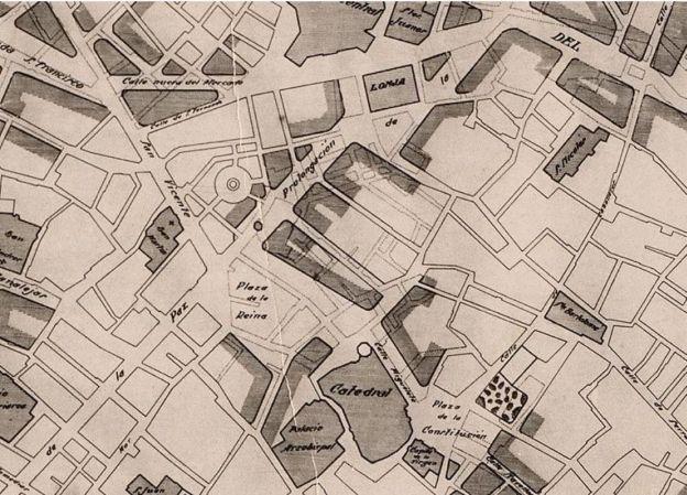 Plano de reforma de Javier Goerlich para la plaza de la Reina.