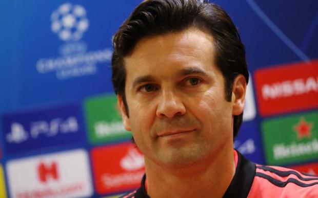 Santiago Solari, durante la rueda de prensa en el Olímpico de Roma. 