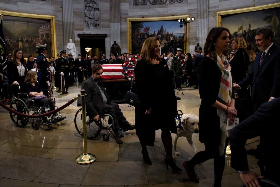 El labrador se hizo famoso esta semana por una imagen en la que aparecía recostado al lado del féretro de su amo, al que ayudó durante su enfermedad. El noble animal también asistió al entierro, donde robó las miradas de todos los asistentes.