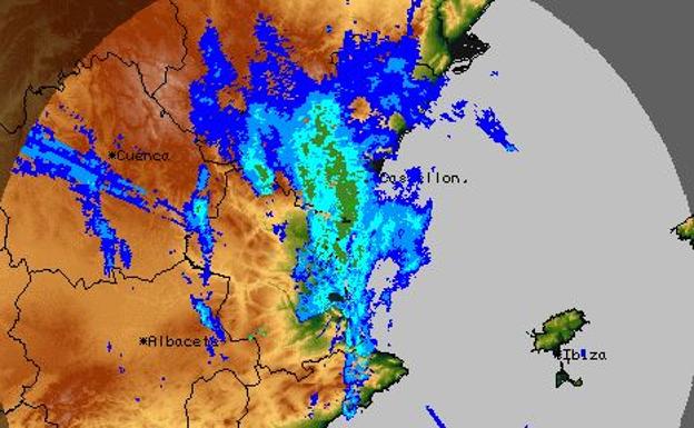 Radar que muestra el estado del cielo en la Comunitat por la mañana.