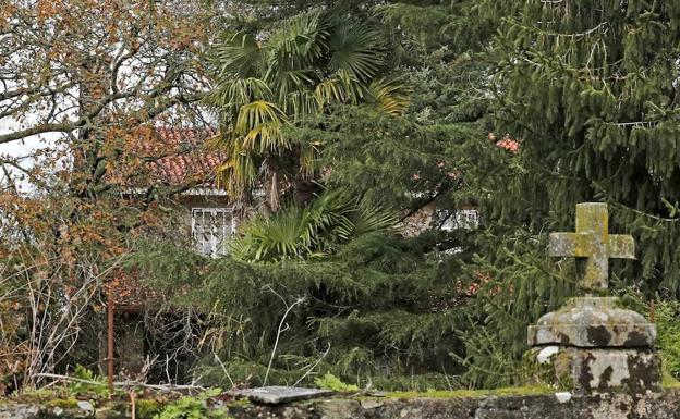 Vista de la vivienda de Rosario Porto, la madre de Asunta Basterra, apenas visible por la maleza del jardín.