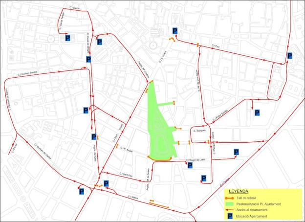 Plano de accesos a aparcamientos. 