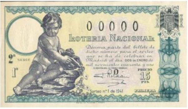 Un décimo antiguo de Lotería Nacional.