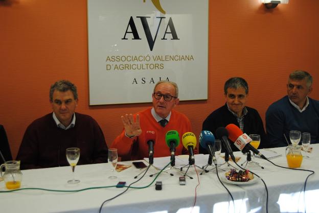 Aguado (centro), ayer, con miembros de la ejecutiva de AVA. 