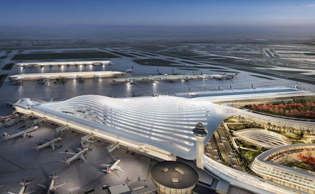 Proyecto de Santiago Calatrava para el aeropuerto de Chicago.