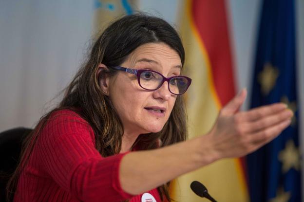 Oltra durante una rueda de prensa posterior al pleno del Consell. 