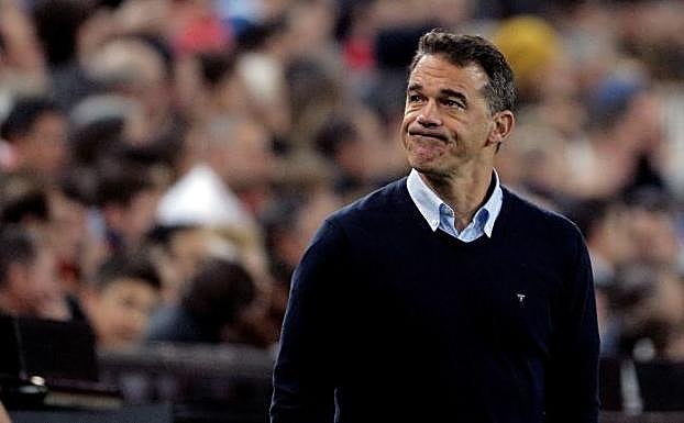 Luis García Plaza, durante el Valencia CF-Villarreal.