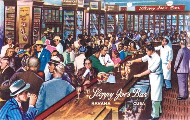 Postal publicitaria del bar Sloppy Joe's, años 40 o 50. 