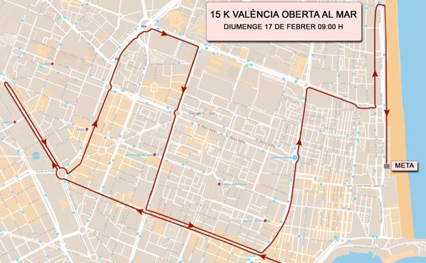 Calles cortadas en Valencia durante la 15K
