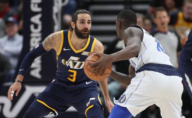 Ricky Rubio, durante el parido de los Jazz contra los Mavericks.