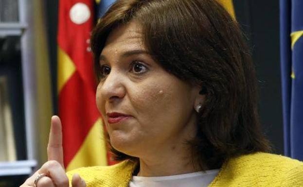 La presidenta del PPCV en la sede del partido.