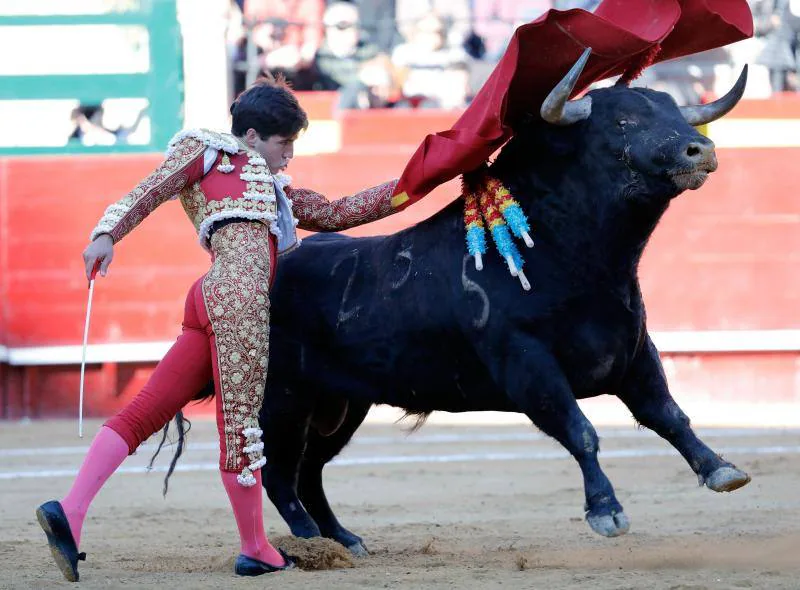 Álvaro Lorenzo , Luis David y Pablo Aguado han lidiado toros de la ganadería de Alcurrucén en la corrida de la Feria de Fallas del miércoles 13 de marzo. Pablo Aguado ha cortado una oreja.