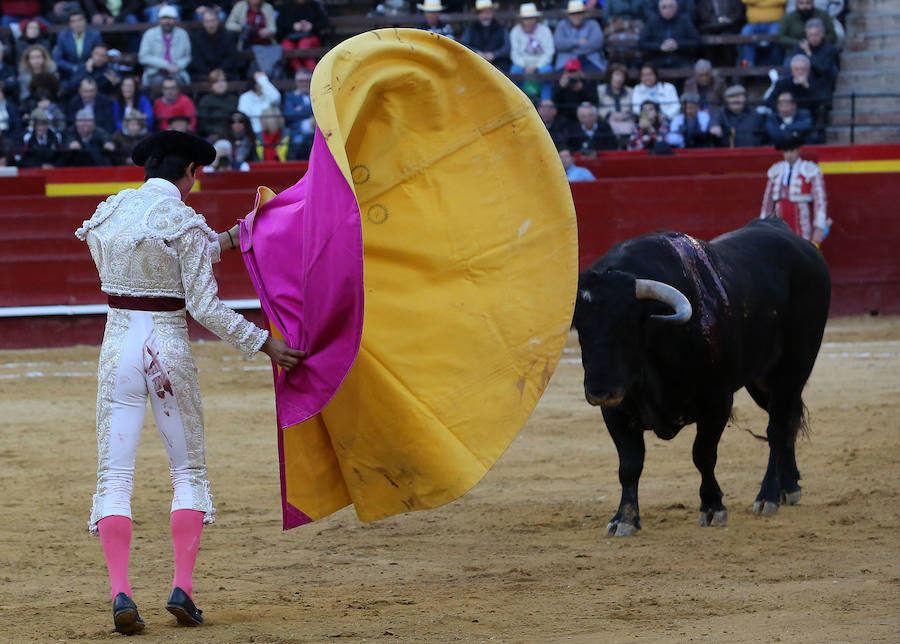 Álvaro Lorenzo , Luis David y Pablo Aguado han lidiado toros de la ganadería de Alcurrucén en la corrida de la Feria de Fallas del miércoles 13 de marzo. Pablo Aguado ha cortado una oreja.