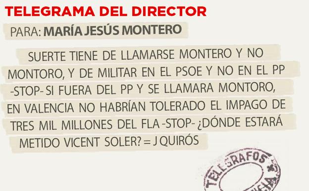 Telegrama para María Jesús Montero