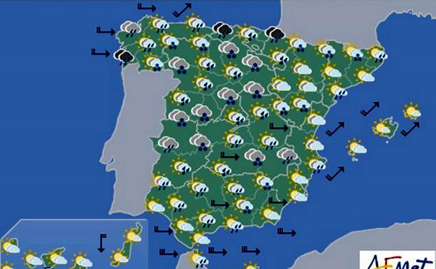 Mapa significativo facilitado por la Aemet el 05/04/2019 válido para el 06/04/2019 de 12 a 24 horas.