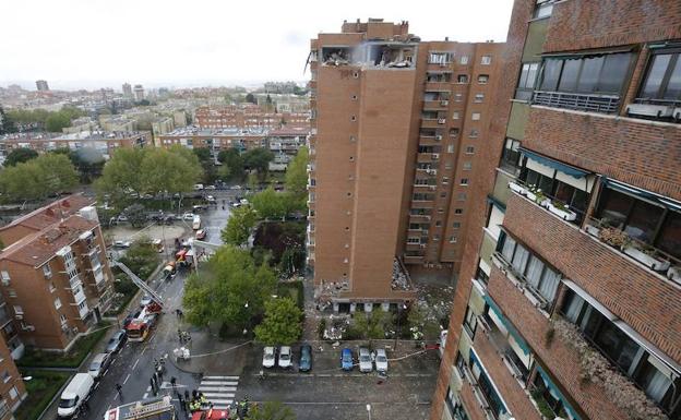 Estado en el que quedó la planta donde tuvo lugar la explosión, en el madrileño barrio de Vallecas.