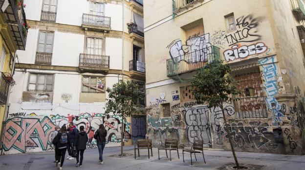 La plaza Beneyto y Coll, en el barrio del Carmen. 