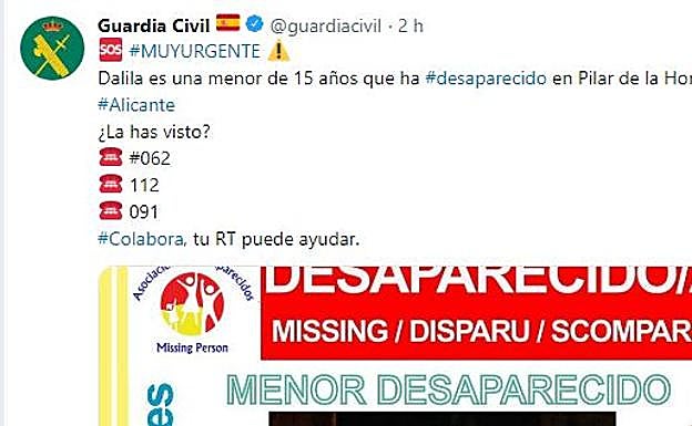 Dalila | La Guardia Civil busca a una joven de 15 años desaparecida en Pilar de la Horadada