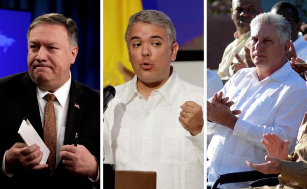 Mike Pompeo, Iván Duque y Manuel Díaz-Canel