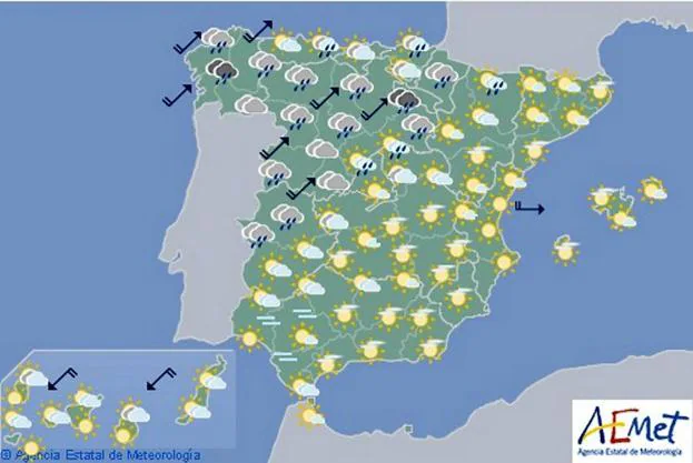 Previsión del tiempo para el viernes. 