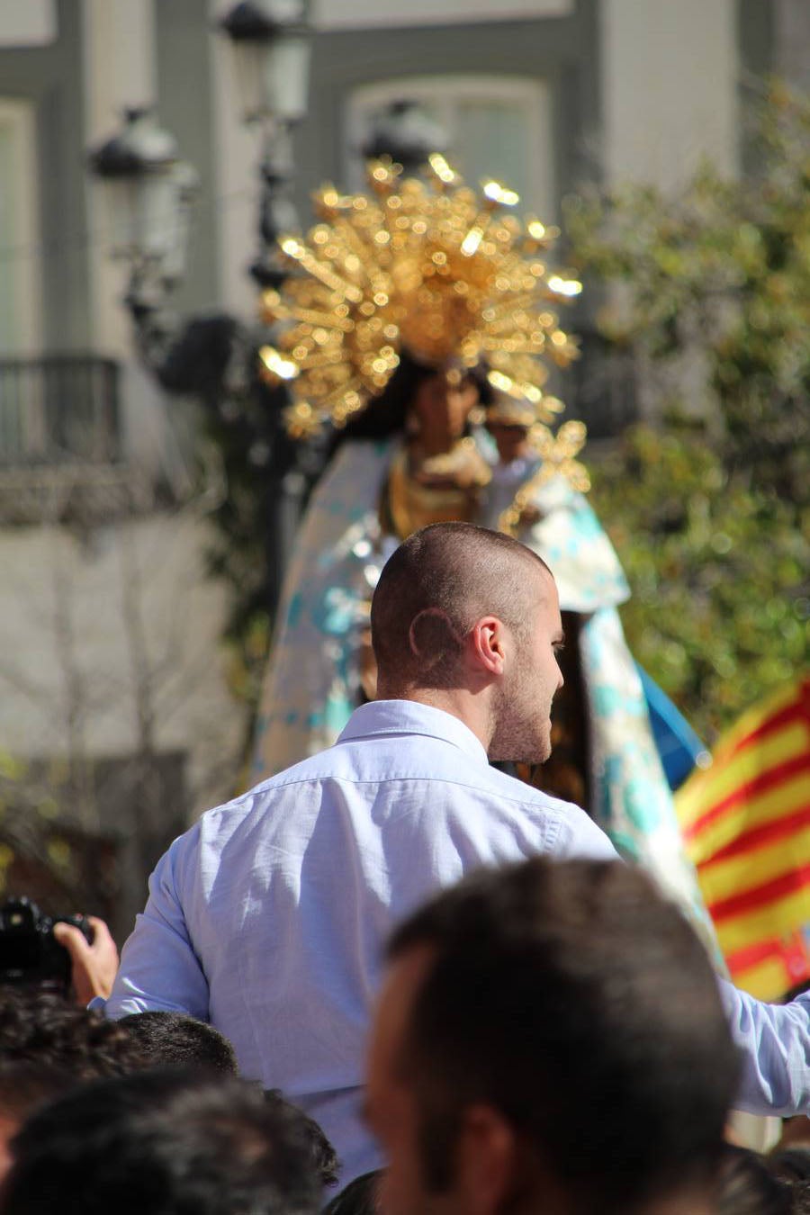 Traslado de la Mare de Déu, la Virgen de los Desamparados, en 2019. Un momento del traslado entre la basílica y la catedral de Valencia, celebrado después de la Misa de Infantes.