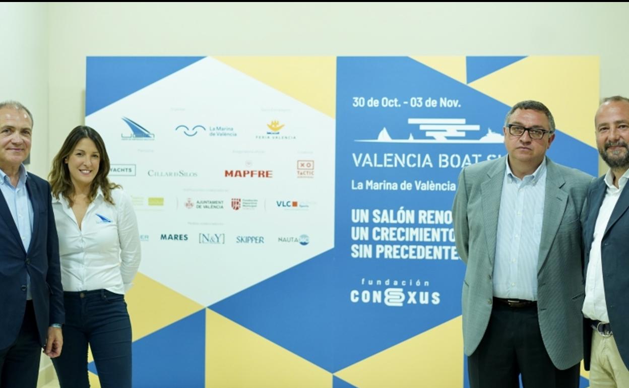 Imagen de los resonsables del Valencia Boat Show, con su director Nacho Gómez (d). 
