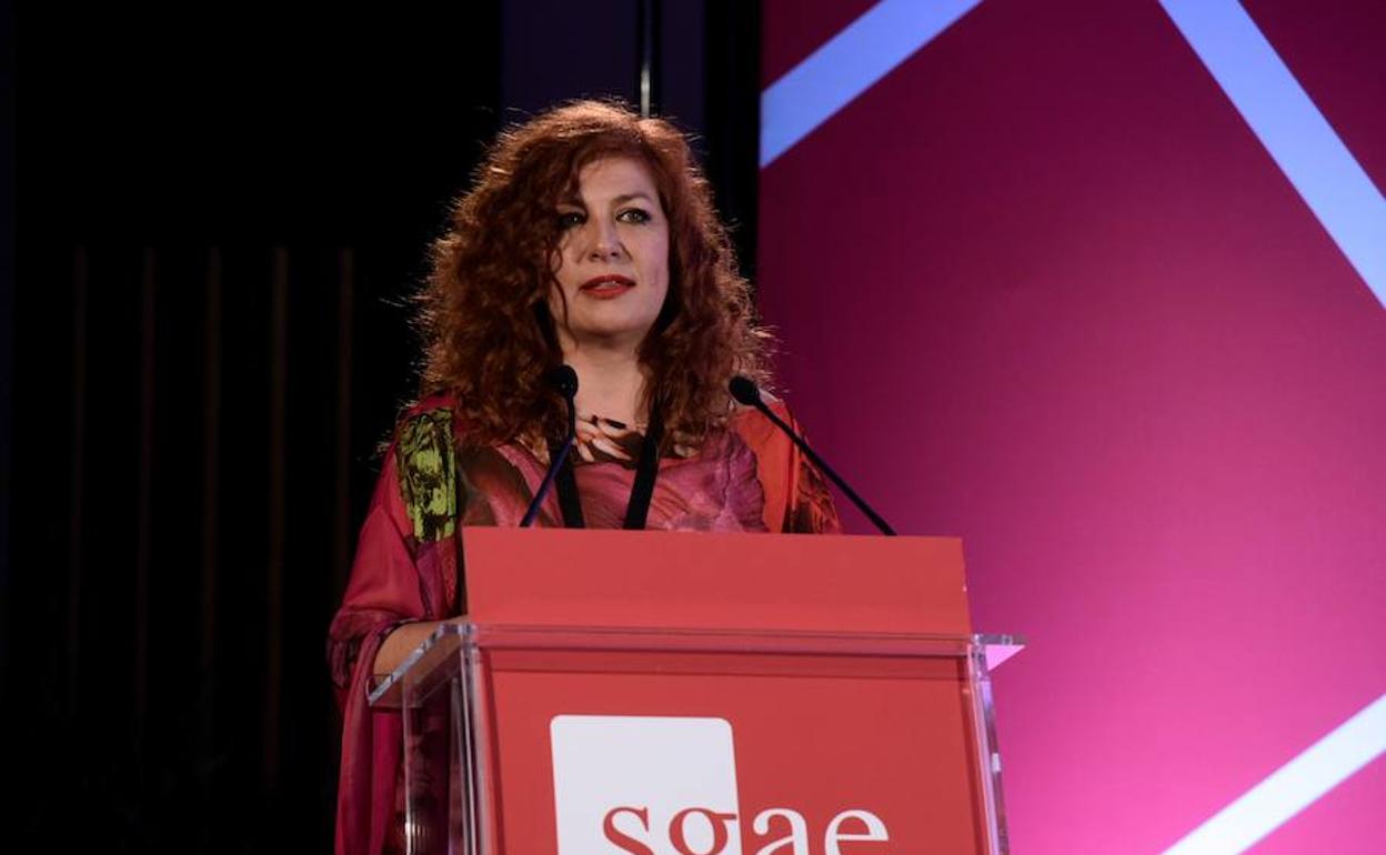 Pilar Jurado en la asamblea general de la SGAE.