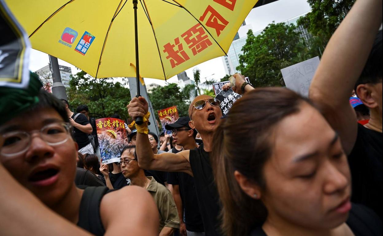 Una de las manifestaciones que pidieron en Hong Kong el fin de la ley de extradición.