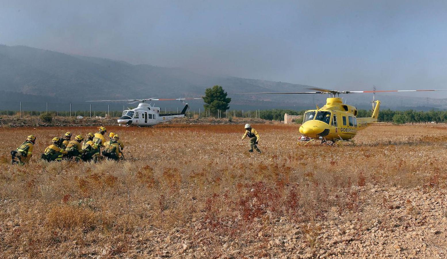 Un incendio forestal en Beneixama (interior norte de Alicante), cerca de la comarca de la Vall d'Albaida (Valencia), ha movilizado a media tarde del lunes a medio centenar de vehículos y equipos terrestres y una quincena de aéreos.