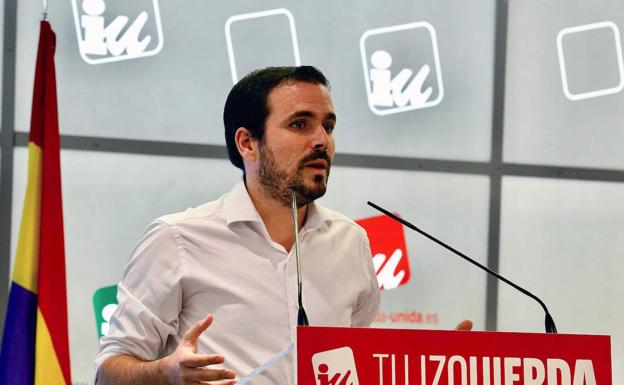 Alberto Garzón, este sábado durante la reunión de la Coordinadora Federal de IU este sábado.