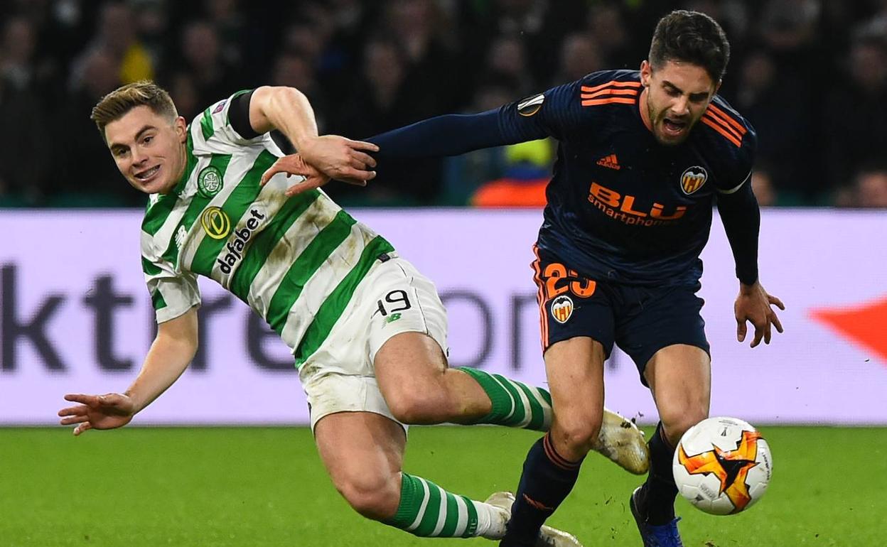 Rubén Sobrino en el partido de Europa League contra el Celtic.