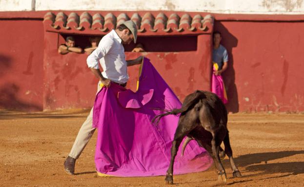 Imagen principal - Enrique Ponce entrena de nuevo en el ruedo.