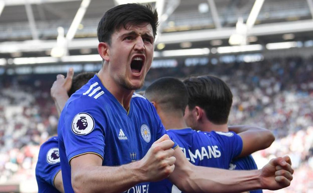 Harry Maguire, durante un partido con el Leicester.