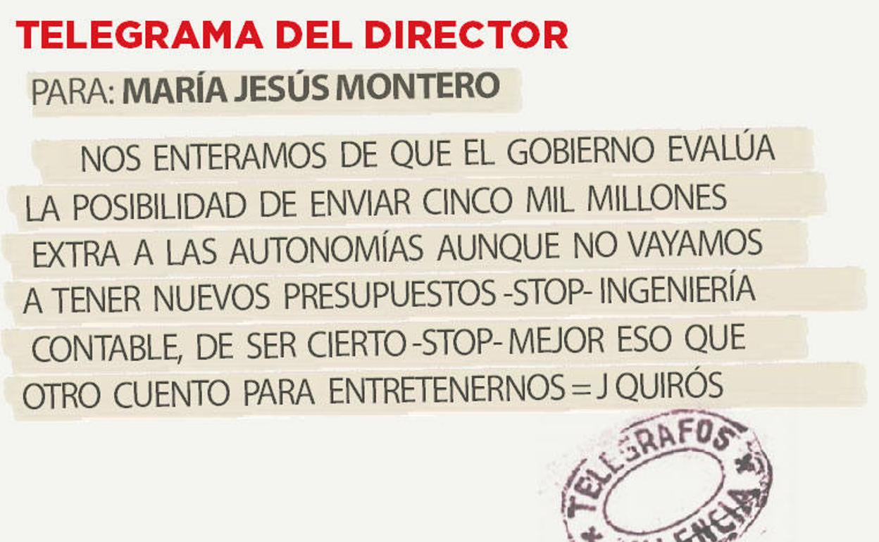 Telegrama para María Jesús Montero