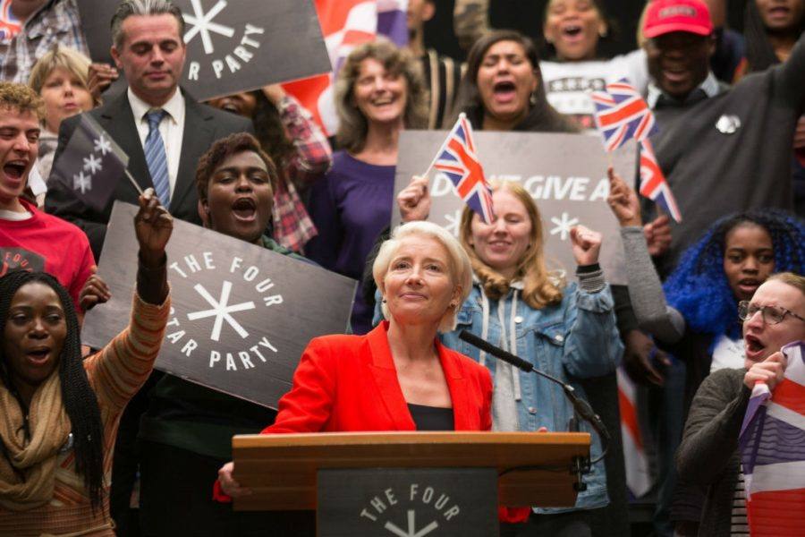 Emma Thompson da vida a una polémica figura política que no duda en recurrir al populismo y la demagogia para lograr votos.